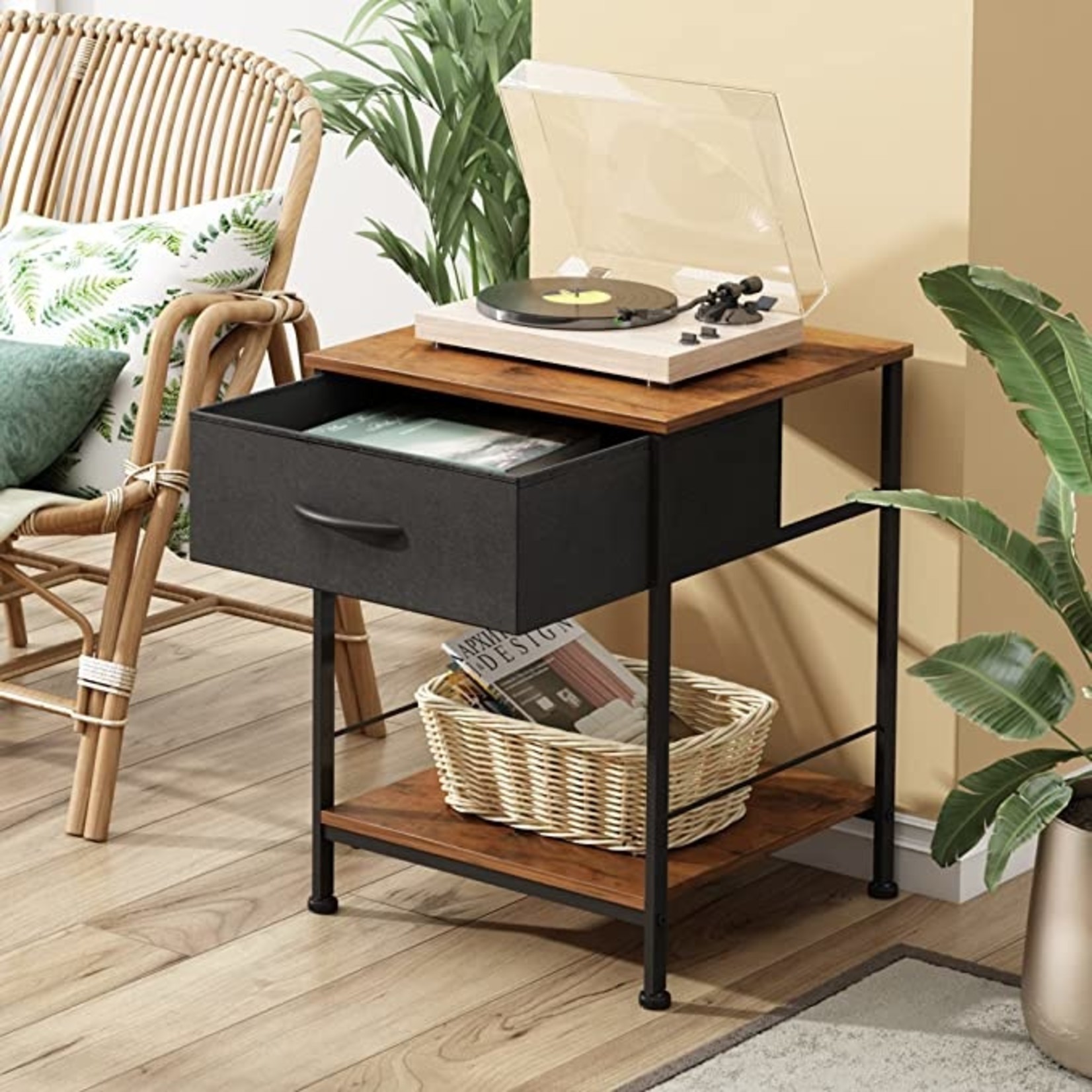 Wlive End Table with Fabric Storage Drawer