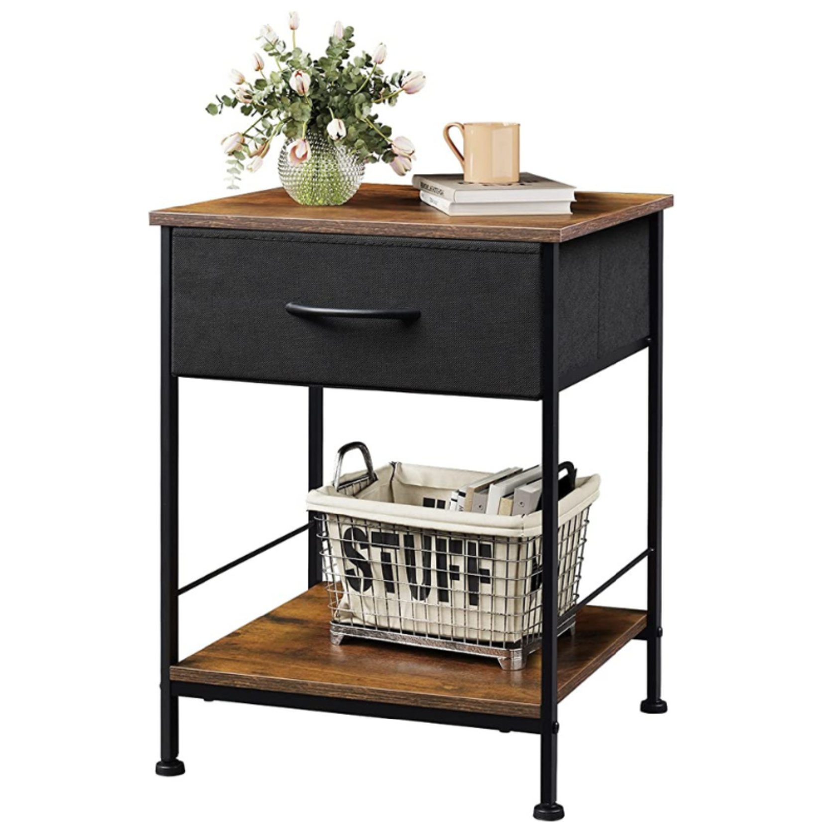 Wlive End Table with Fabric Storage Drawer