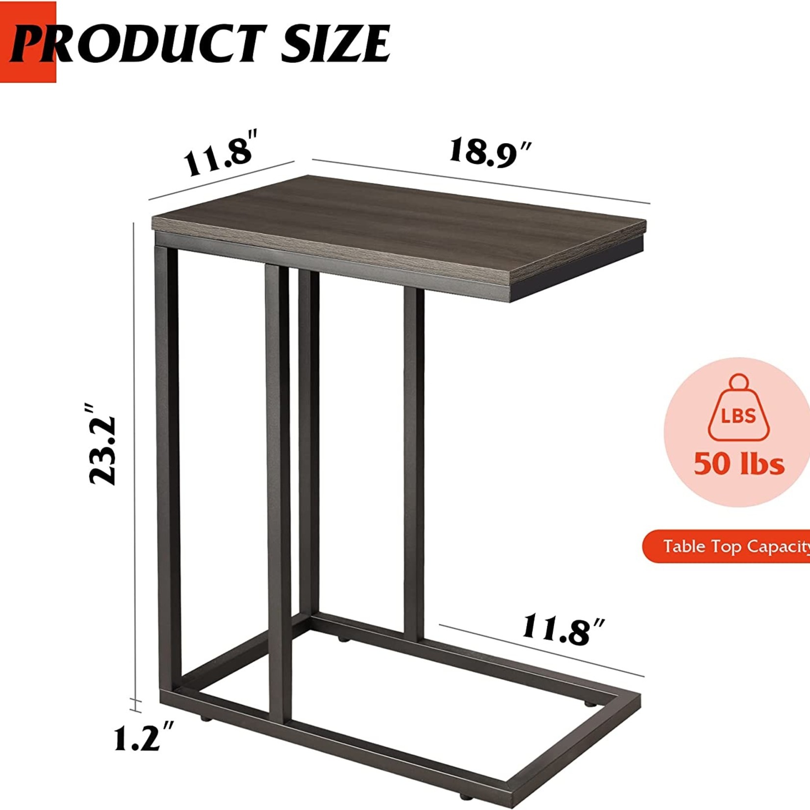 Wlive Snack Side Table - Gray