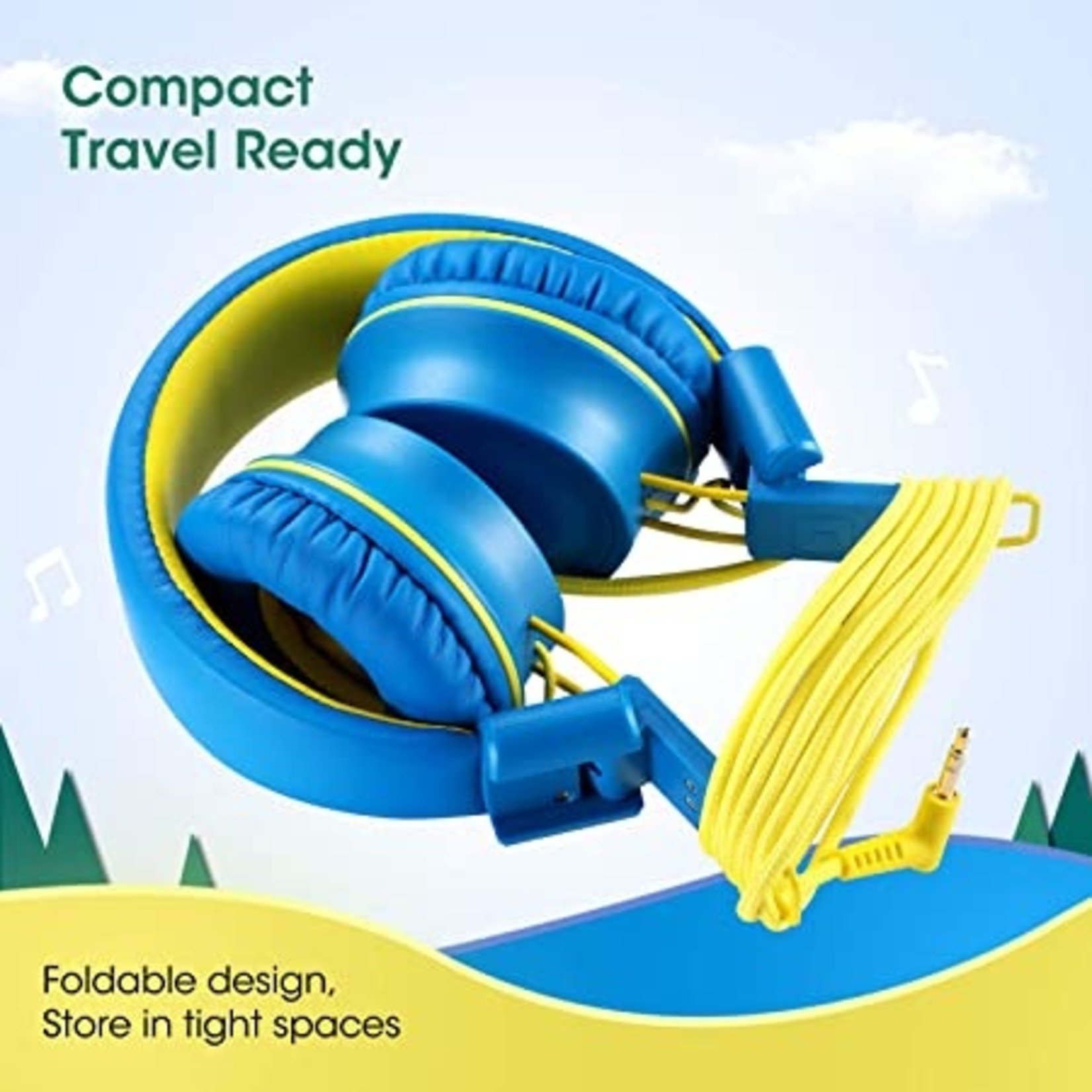 Noot Kids Headphones 3.5mm Wired on Ear - Electric Blue