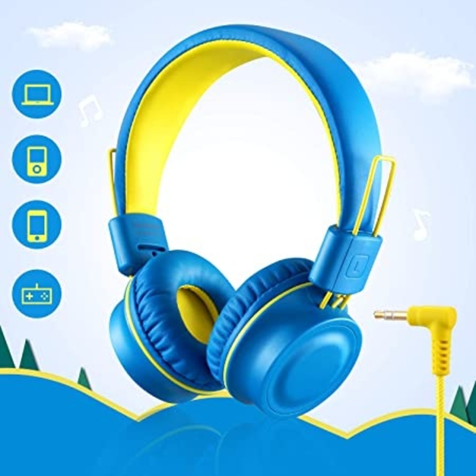 Noot Kids Headphones 3.5mm Wired on Ear - Electric Blue