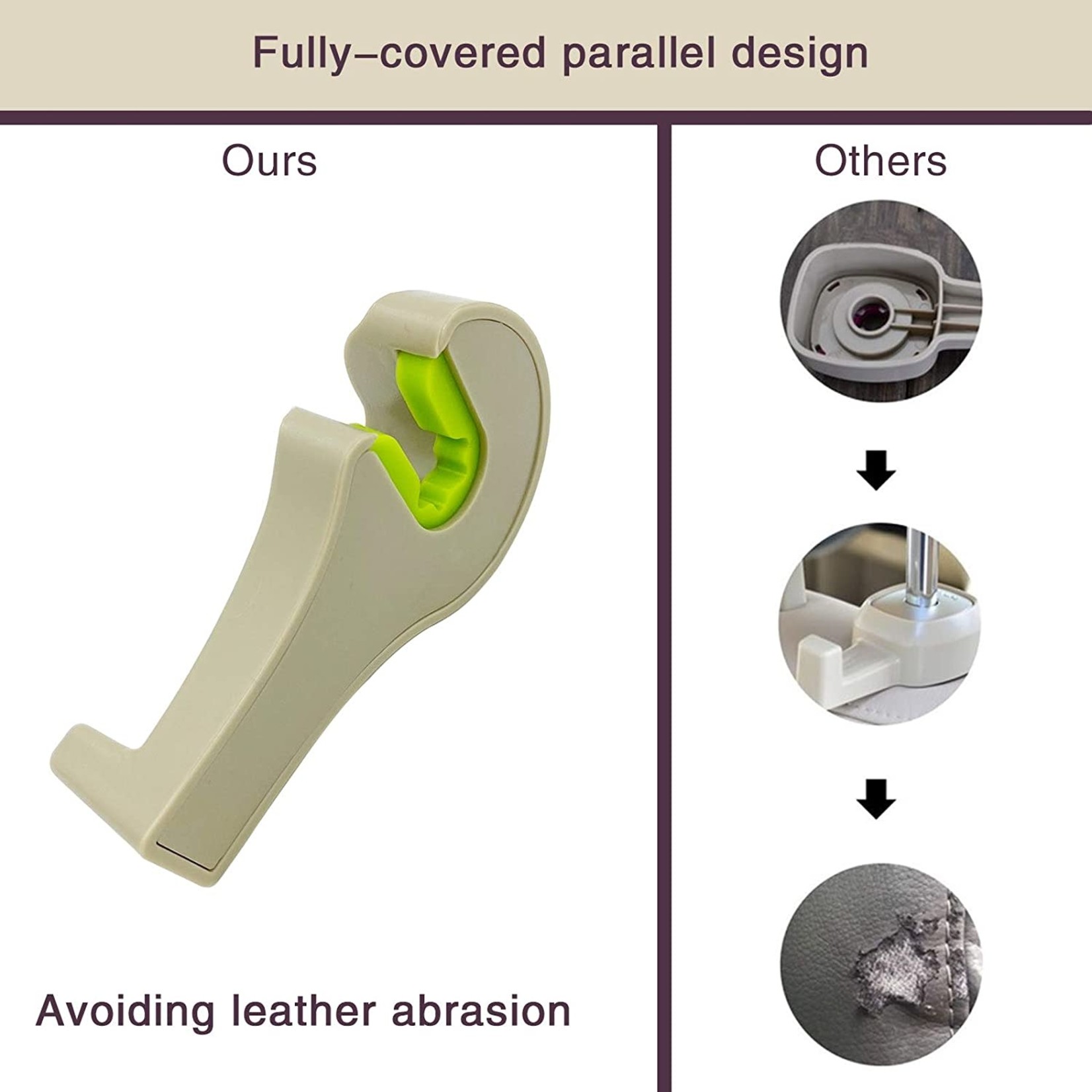 FAIKNO Car Seat Headrest Hook-2 Pack-Beige