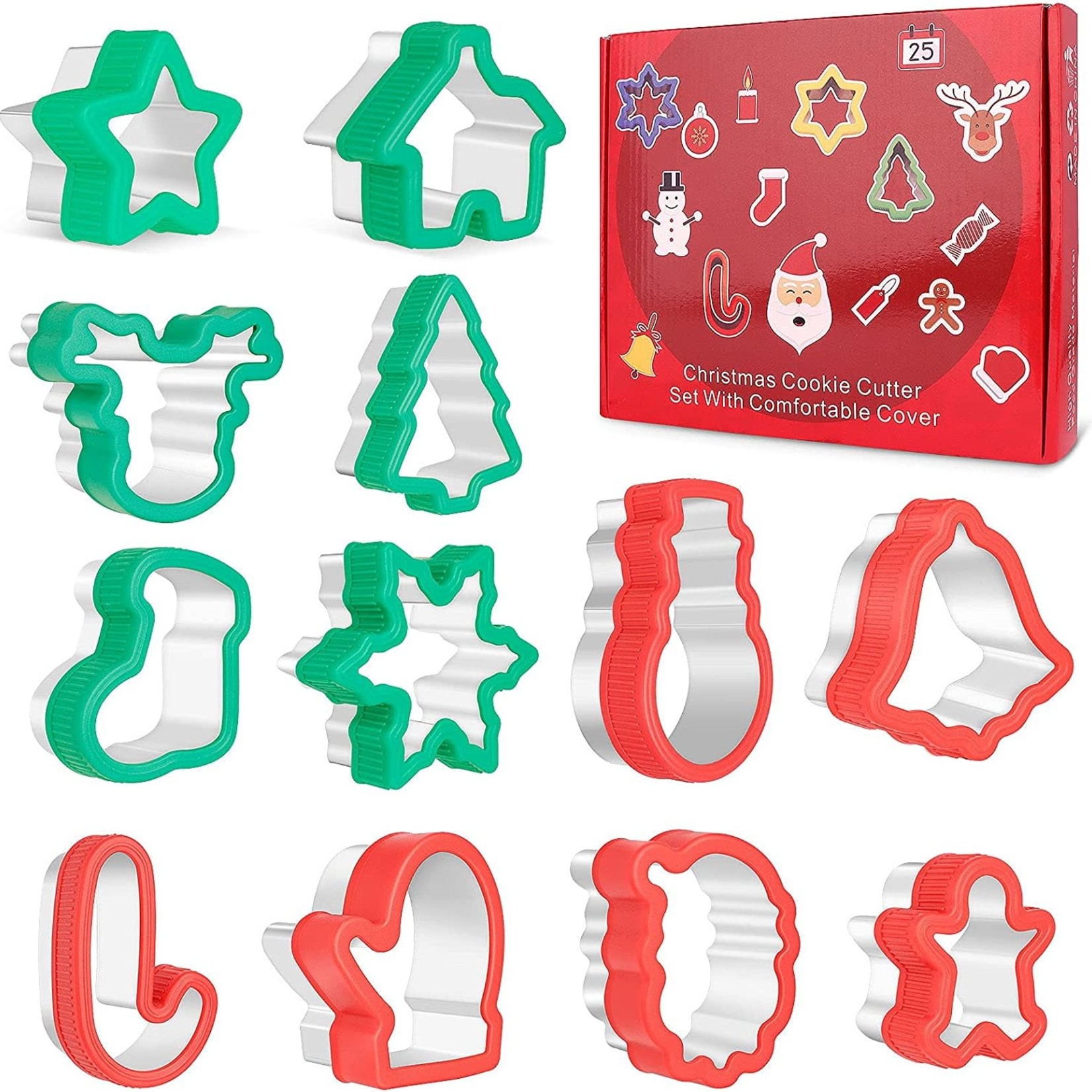 Asdirne 12 Pcs Christmas Cookie Cutter Set