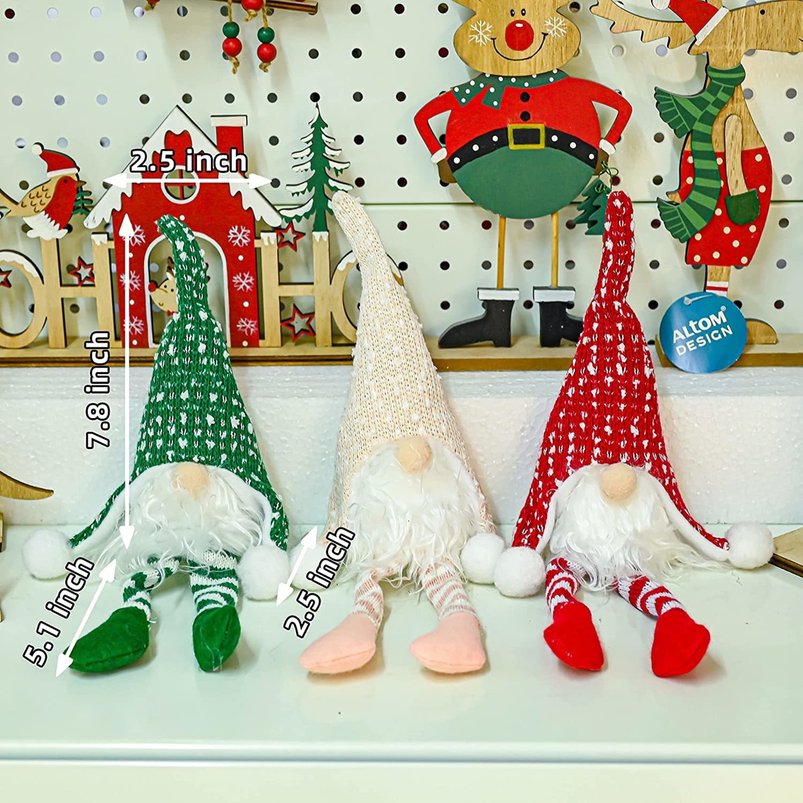 Gavenia Santa Gnome Plush Doll,Long-Legged Elf - 3 Pc Set