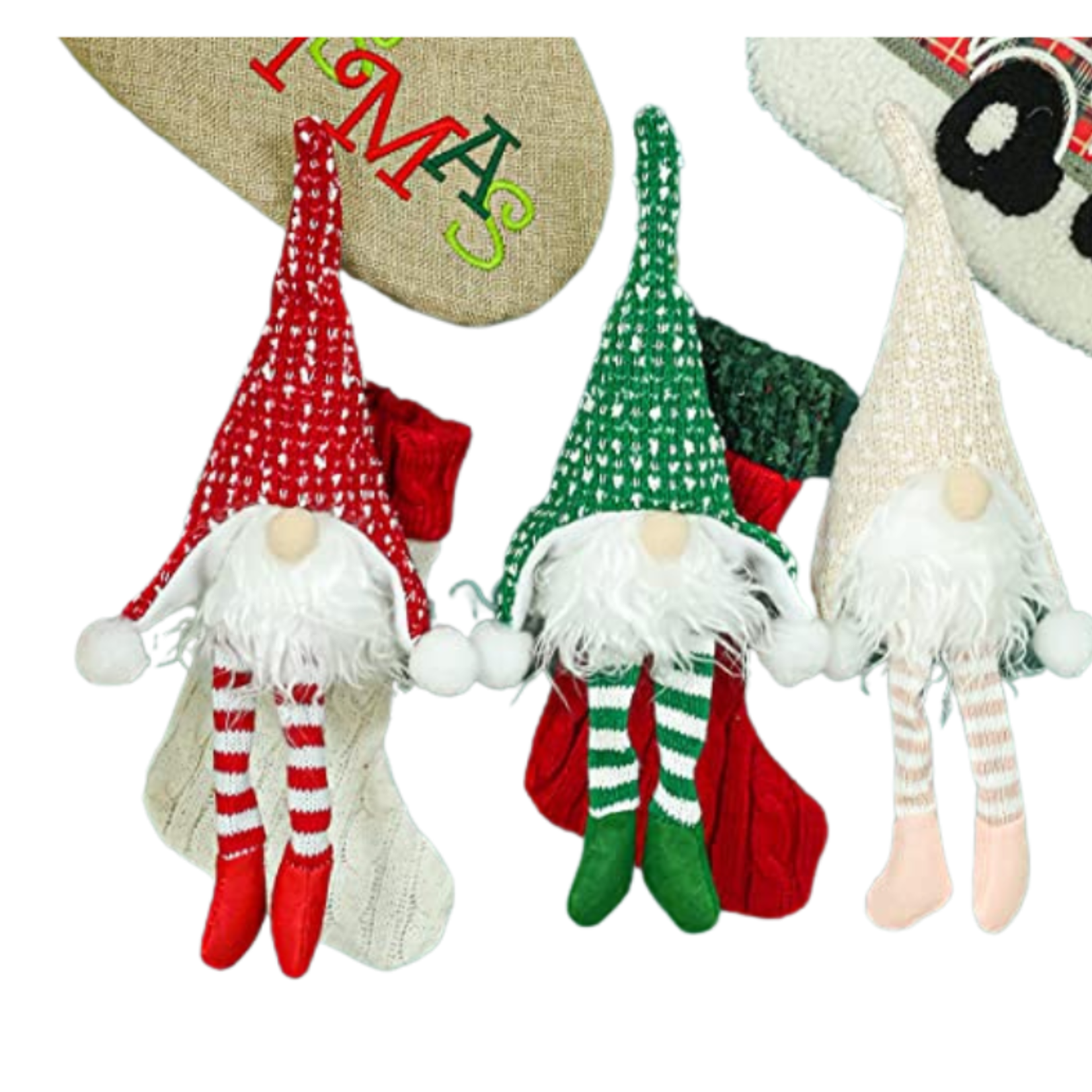 Gavenia Santa Gnome Plush Doll,Long-Legged Elf - 3 Pc Set