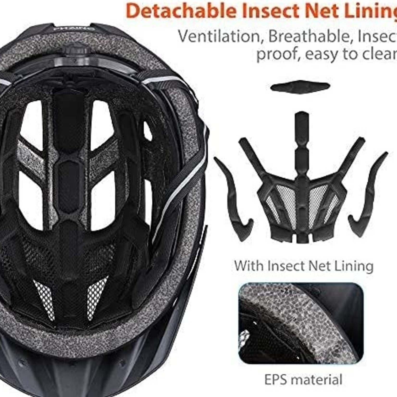 PHZ. Bike Helmet with Light-Adult-Black