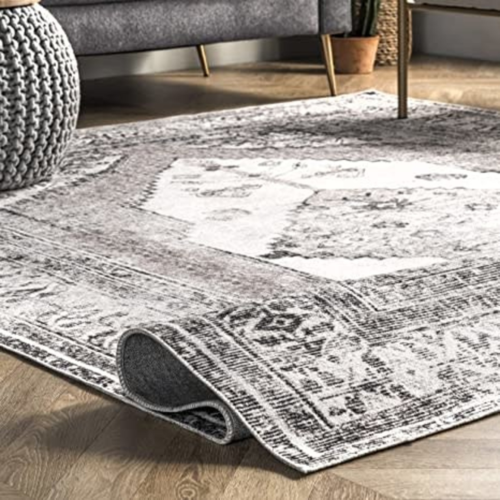 NuLoom Vintage Medallion Area Rug, 3' x 5', Light Grey