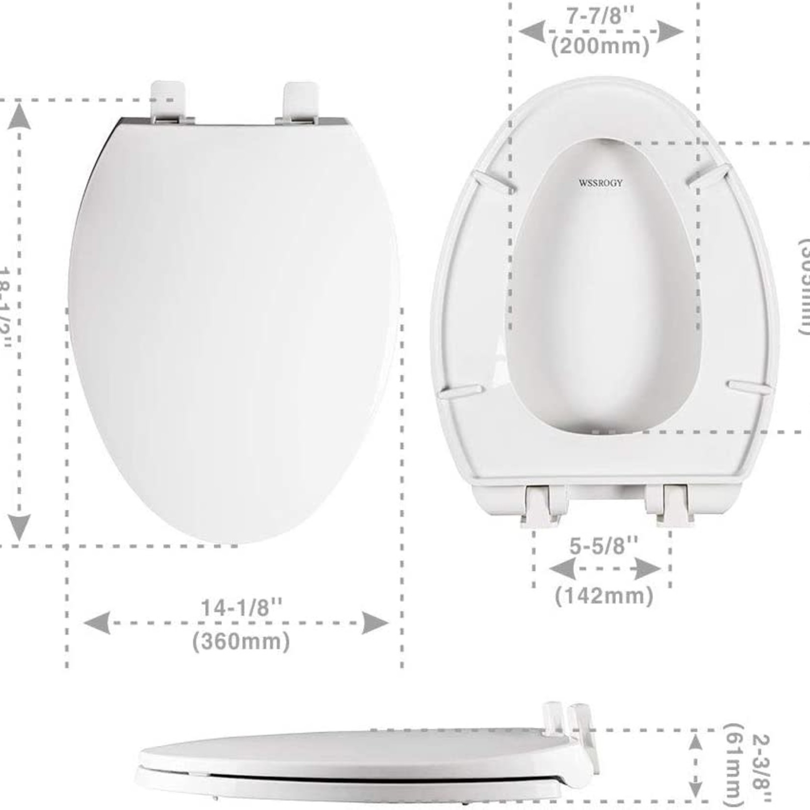 Wssrogy Elongated Toilet Seat W/Cover- White