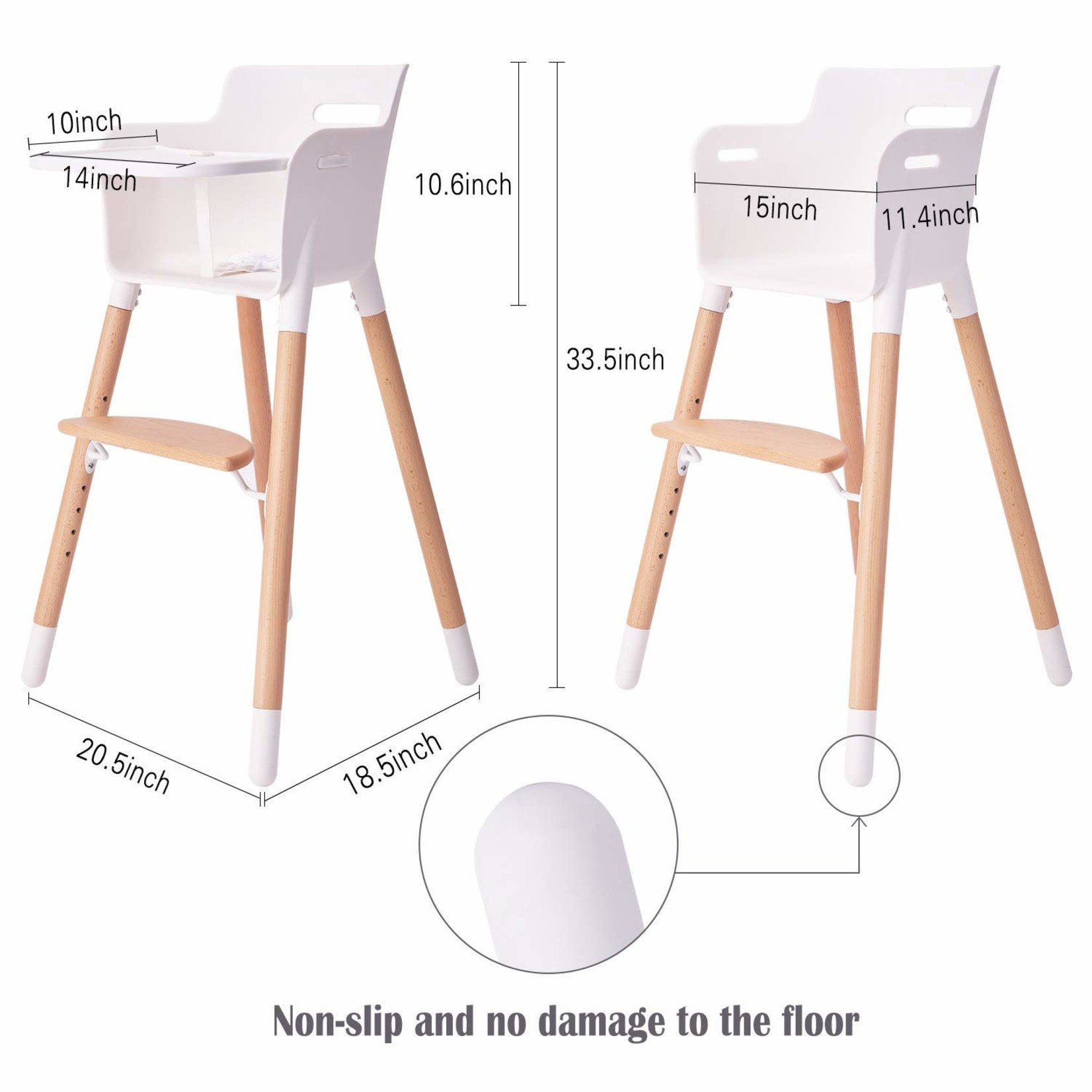 HM-Tech Wooden Highchair - White