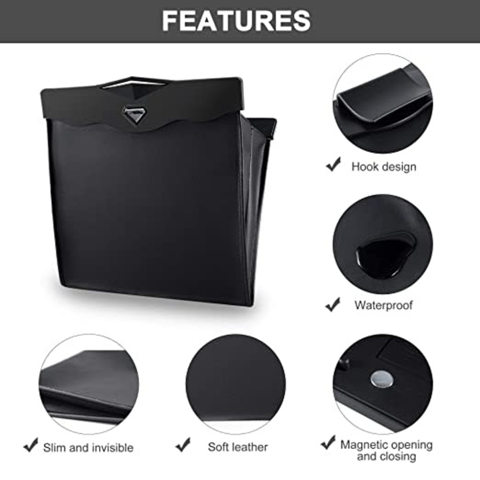 Coomin Smart LED Car Trash Can - Black