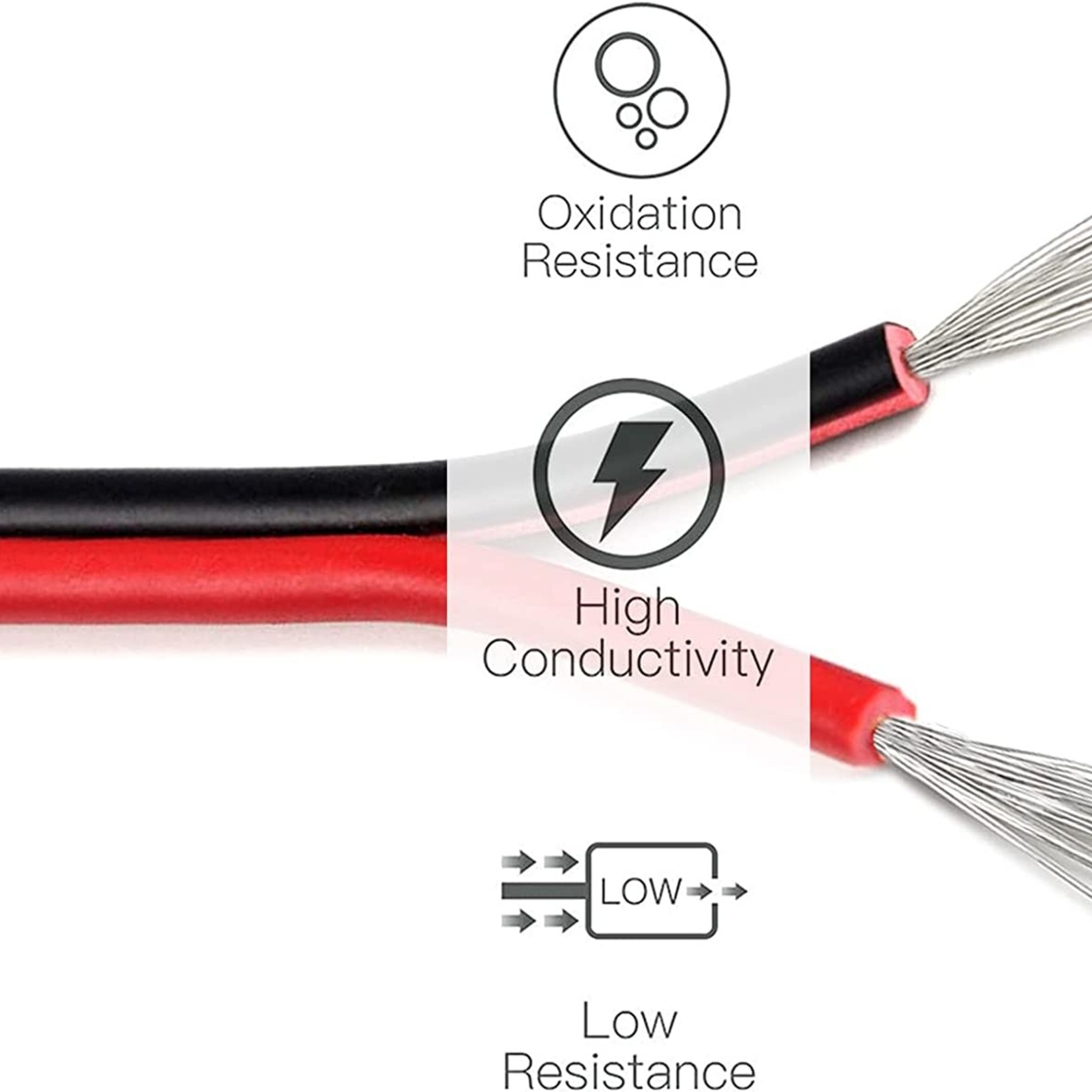 Evz 2Pin Extension Wire - 66ft/20M - Red Black