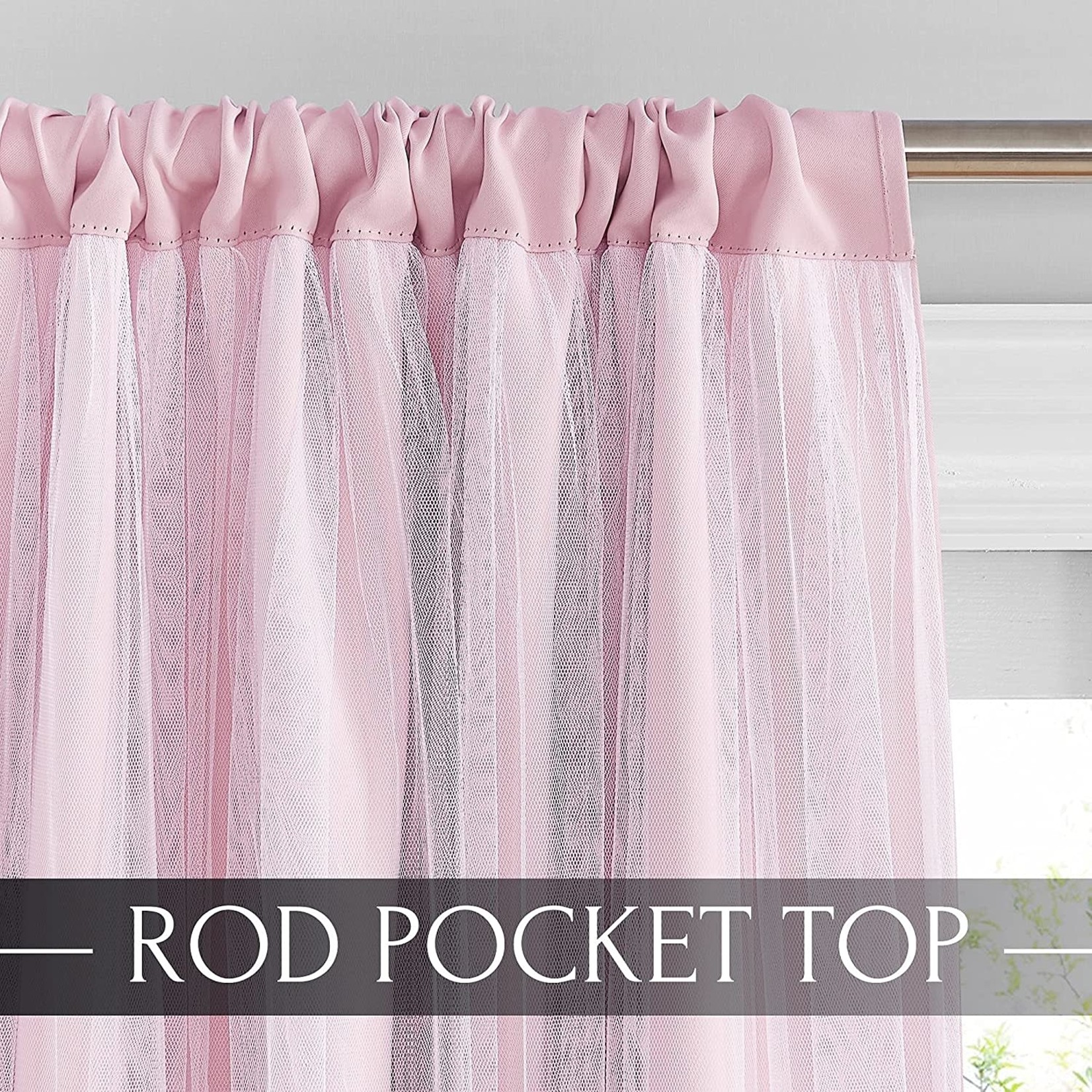 Pony Dance Double-Layered Curtains 84 x 52 - Pink - 2 Pc Set