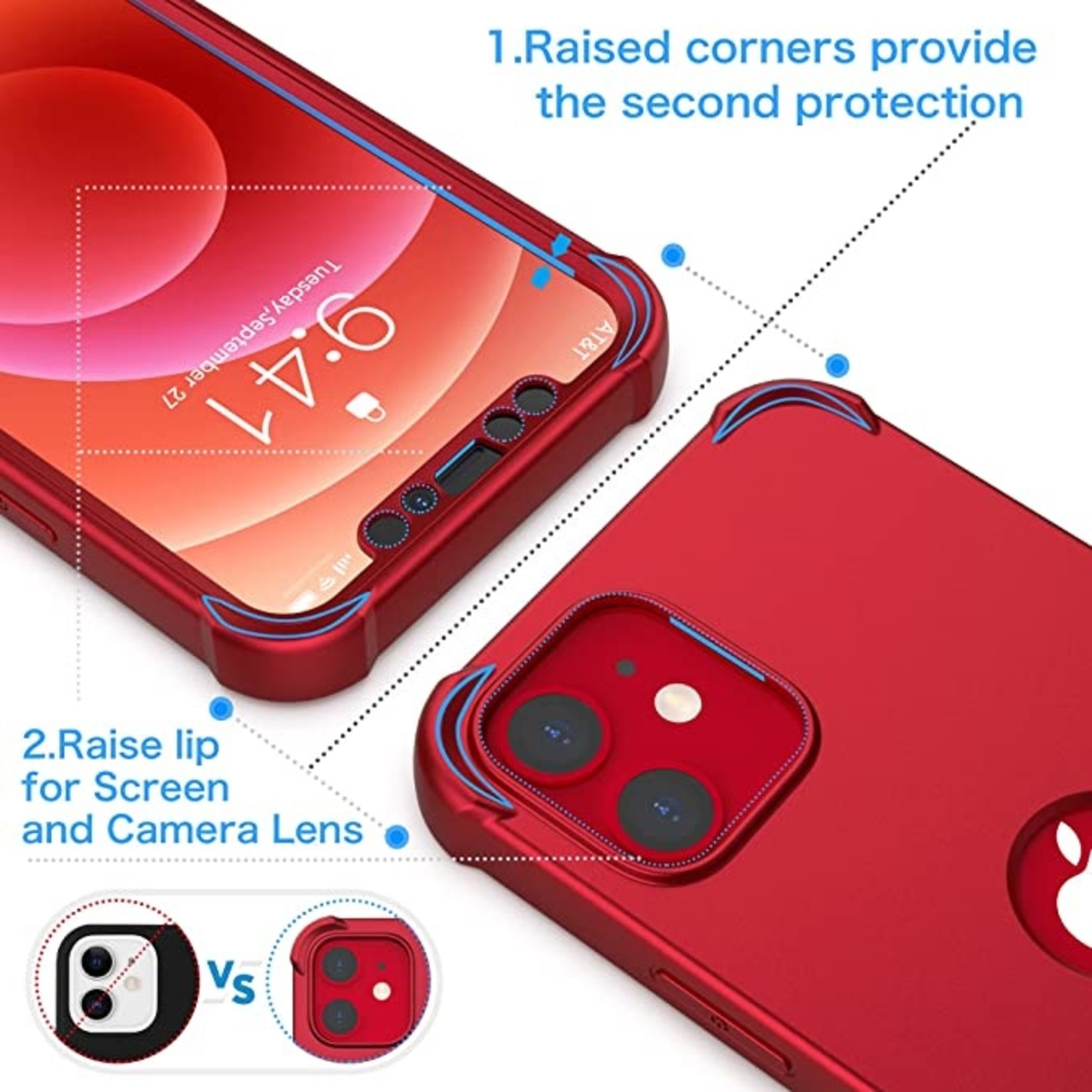 OreTech iPhone 12 Case + Screen Protector - Red