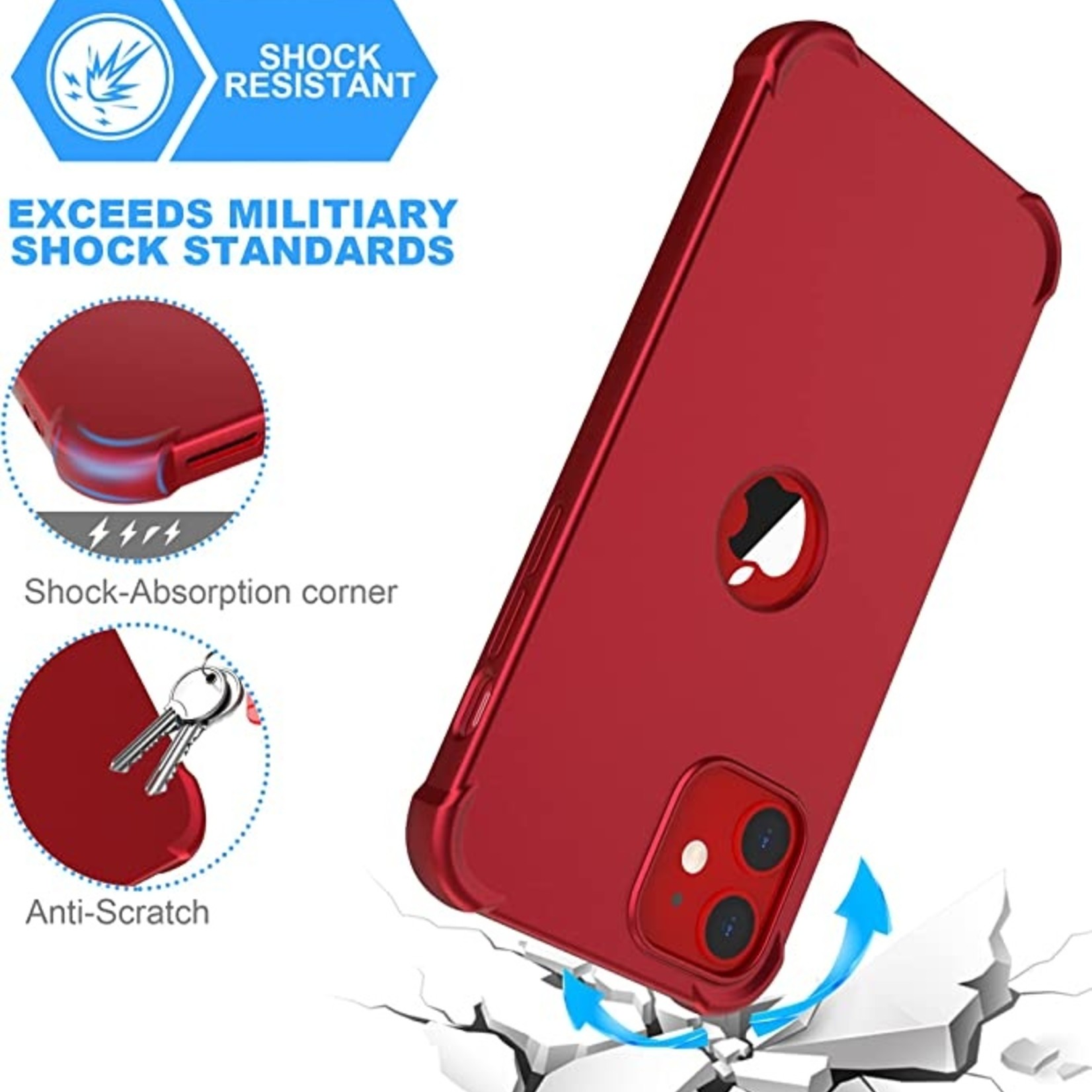 OreTech iPhone 12 Case + Screen Protector - Red