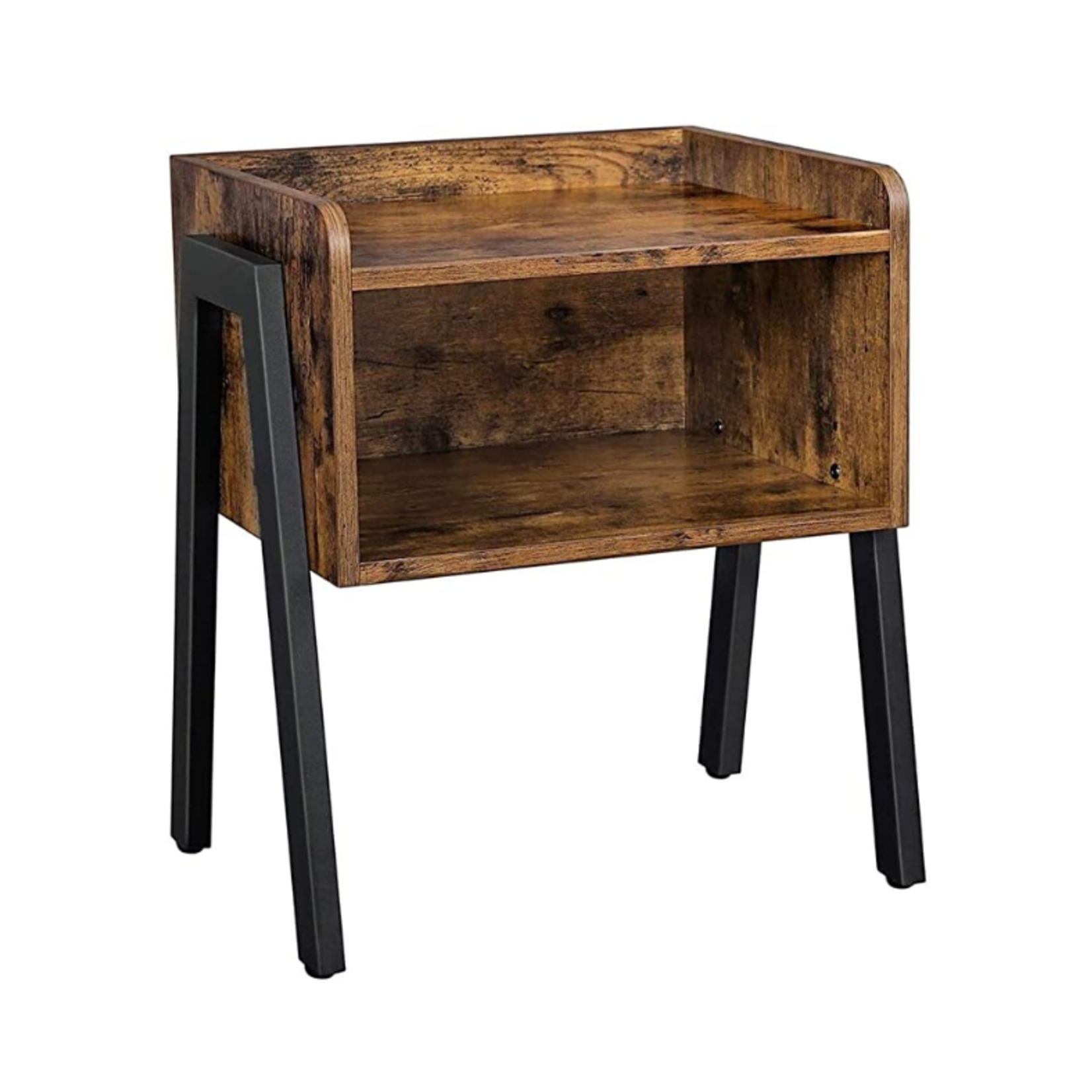 Vasagle Side Table with Storage Compartment - Rustic Brown/Black