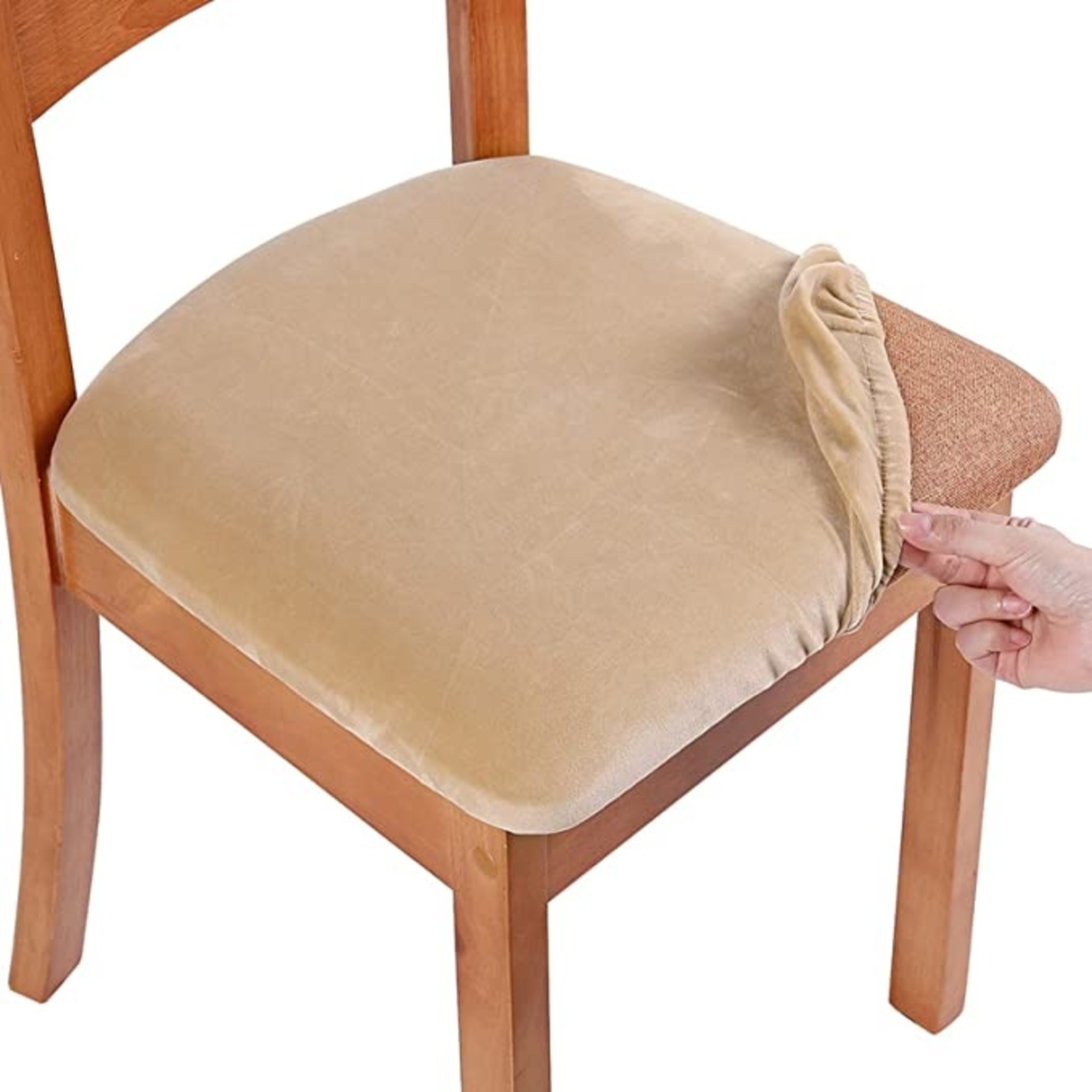 smiry Velvet Dining Chair Seat Covers- 4 Pcs