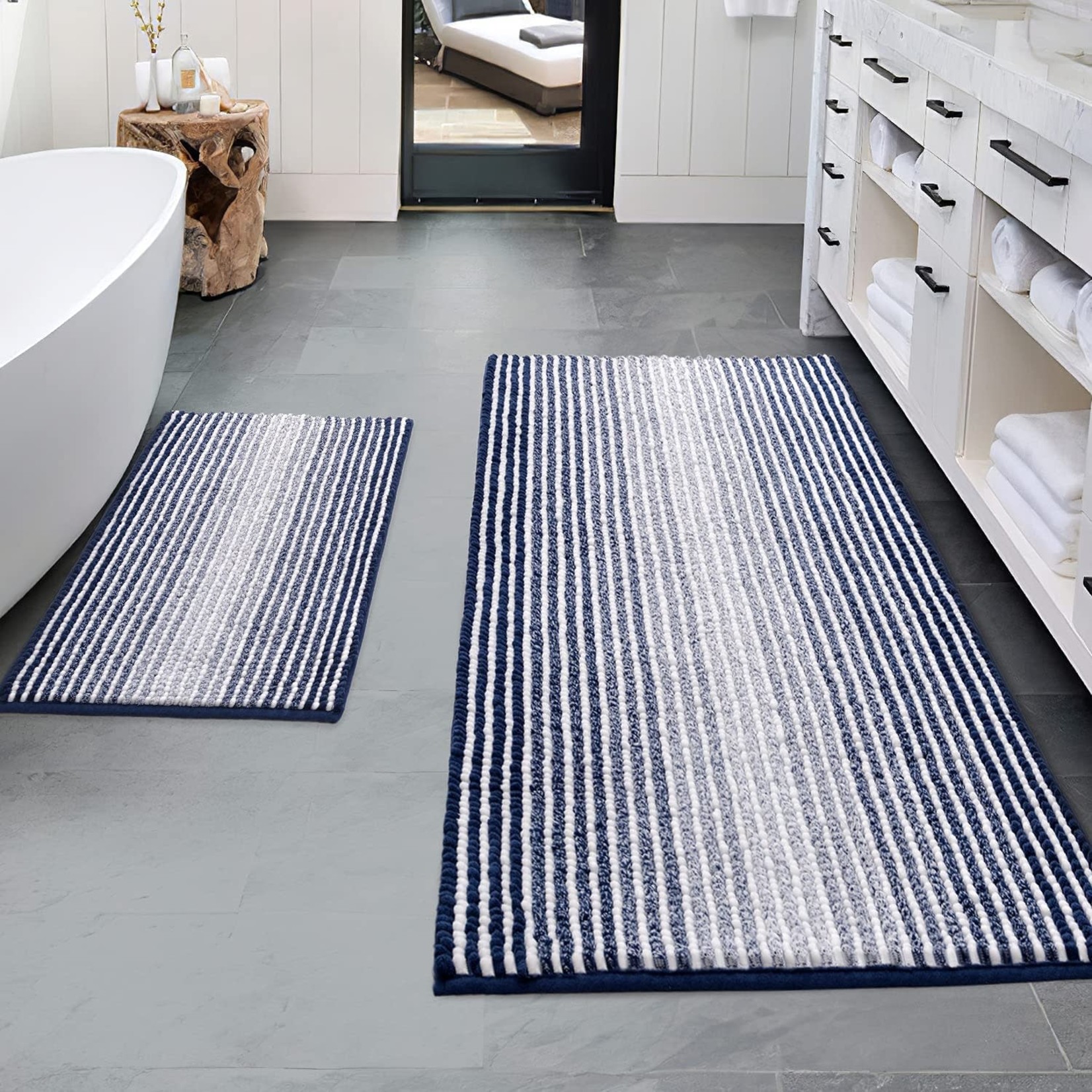 Bsicpro Bathroom Rug 2PC Set - Navy