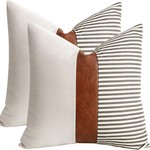 Cygnus Throw Pillow Covers - Gray Stripe Patch/ 2EA