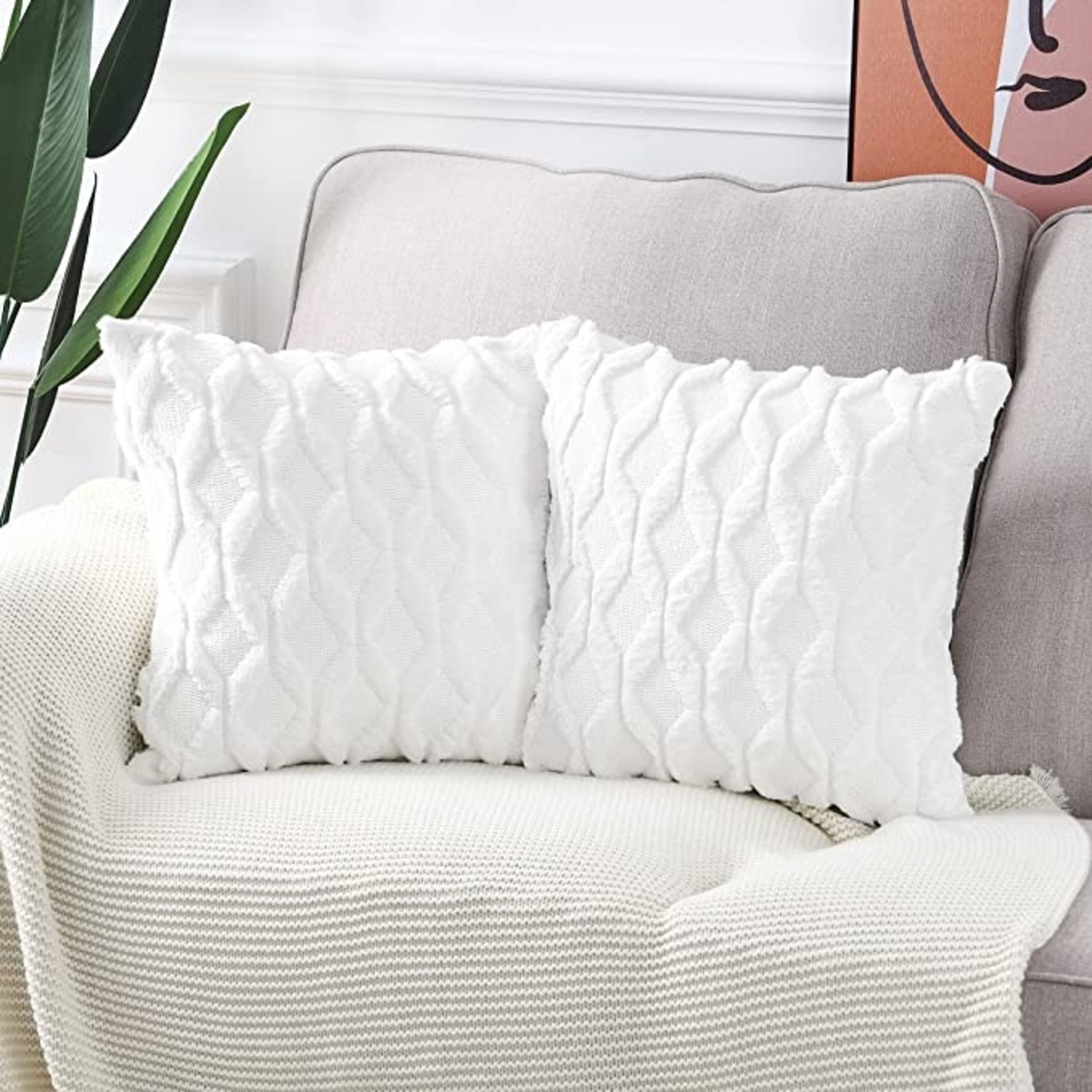 Madizz Throw Lux Pillow Covers- Set Of 2/ White