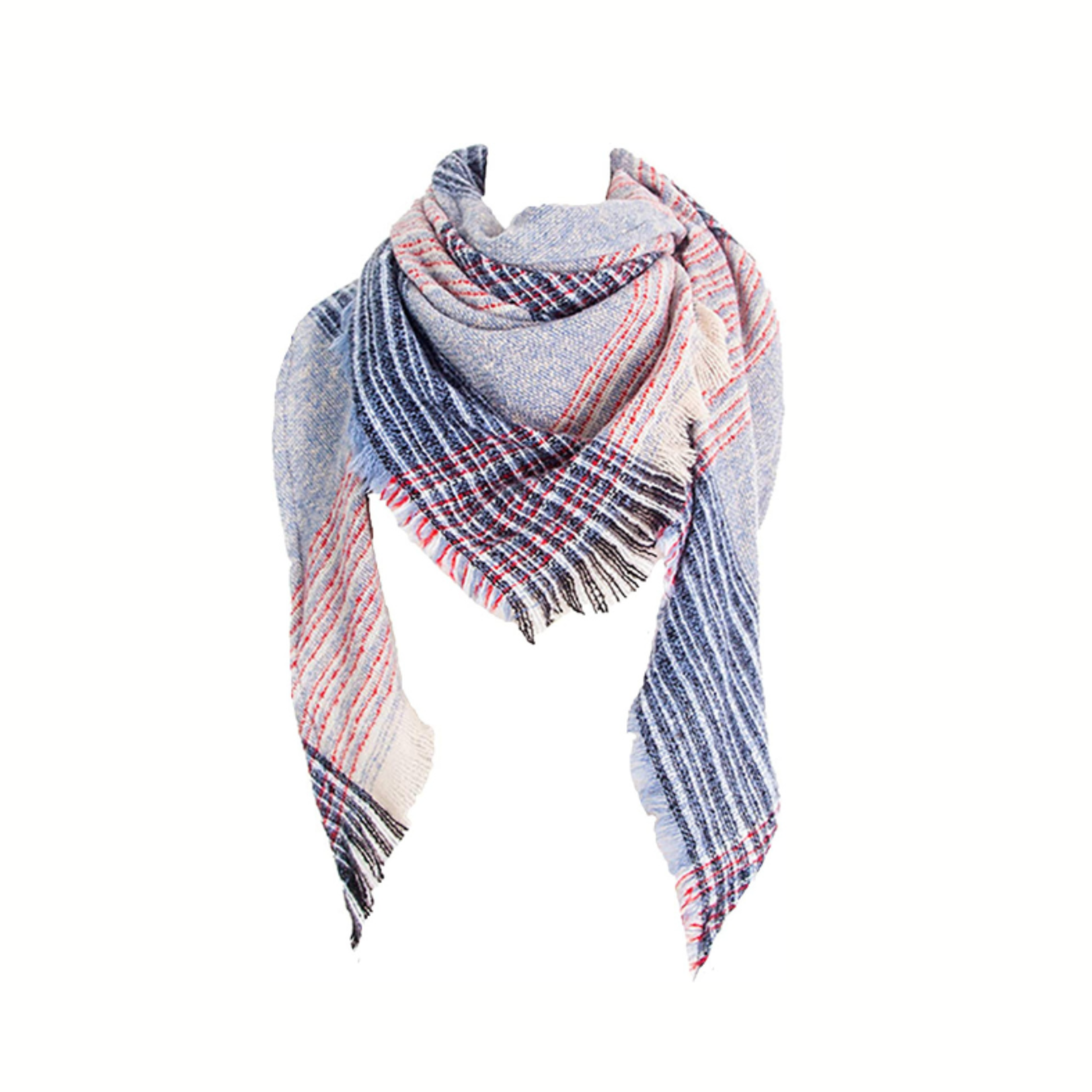 Wander Agio Scarf Triangle Shawl-   Plaid Blue 25