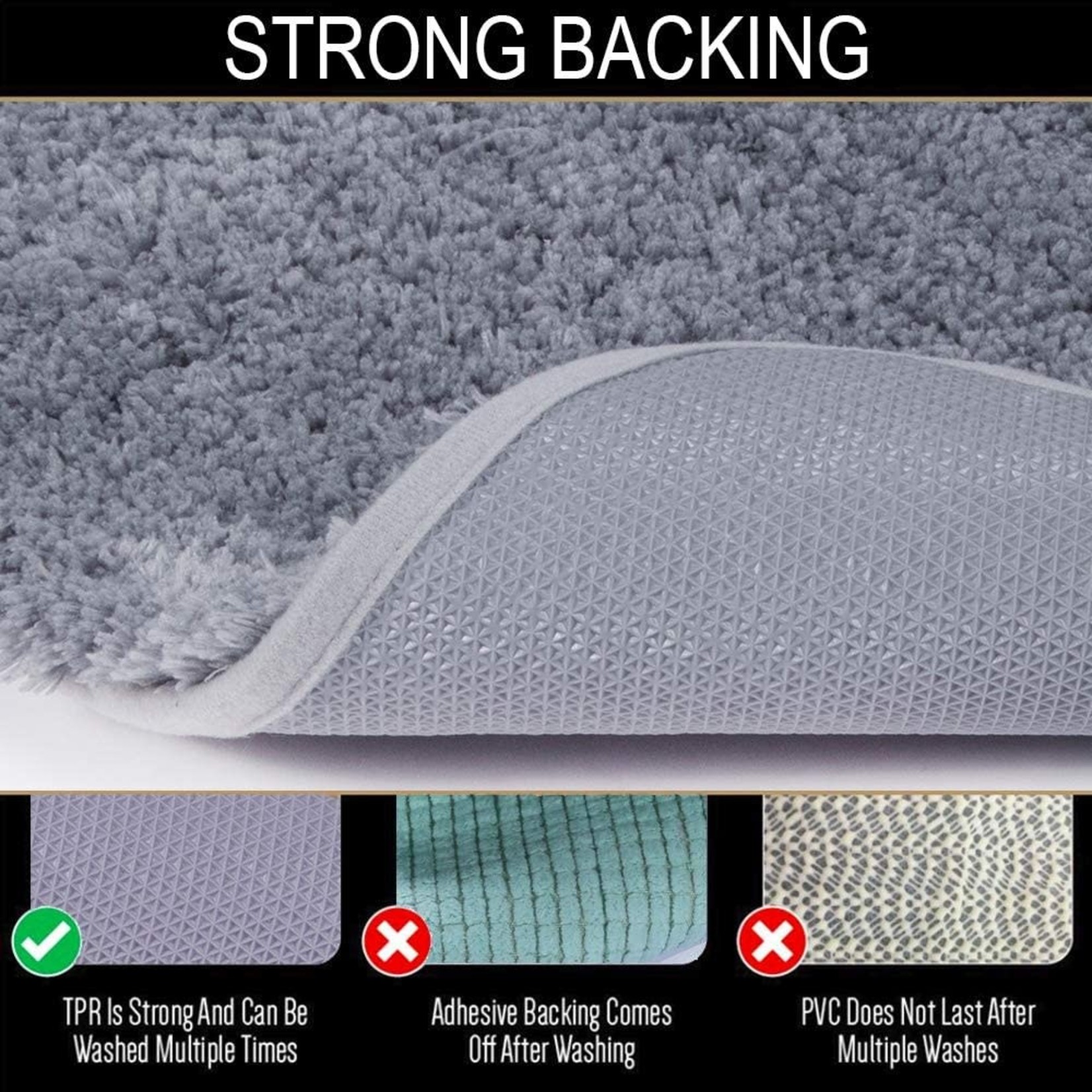 Walensee Shaggy Bath Mat- Light Gray