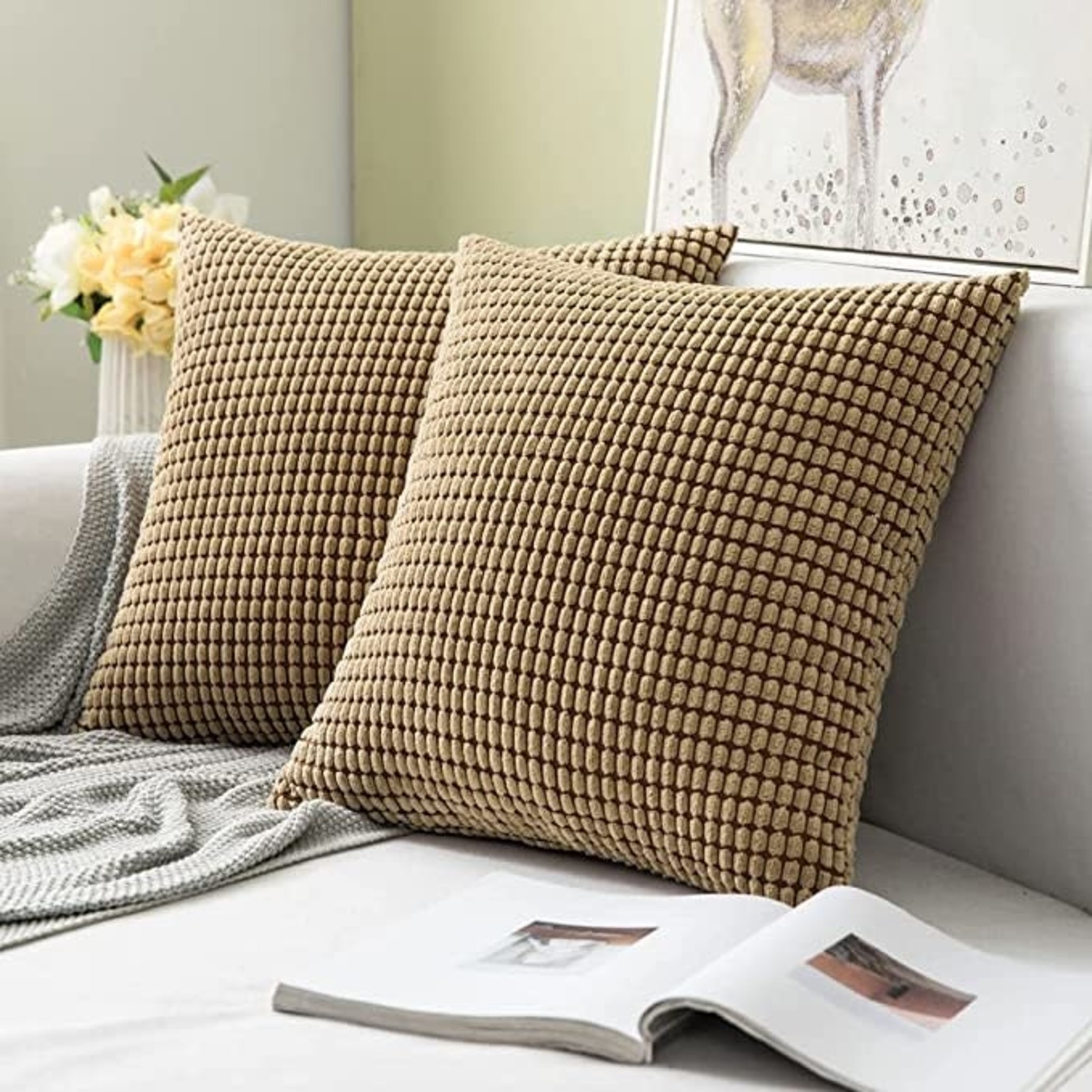 Miulee Throw Pillow Covers- Set Of 2/ Brown