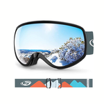 Findway Kids Ski Goggles- Age 3-14/ Black Frame Silver Lens