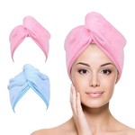 Youler Tex Hair Turban- Set Of 2/ Pink+Blue