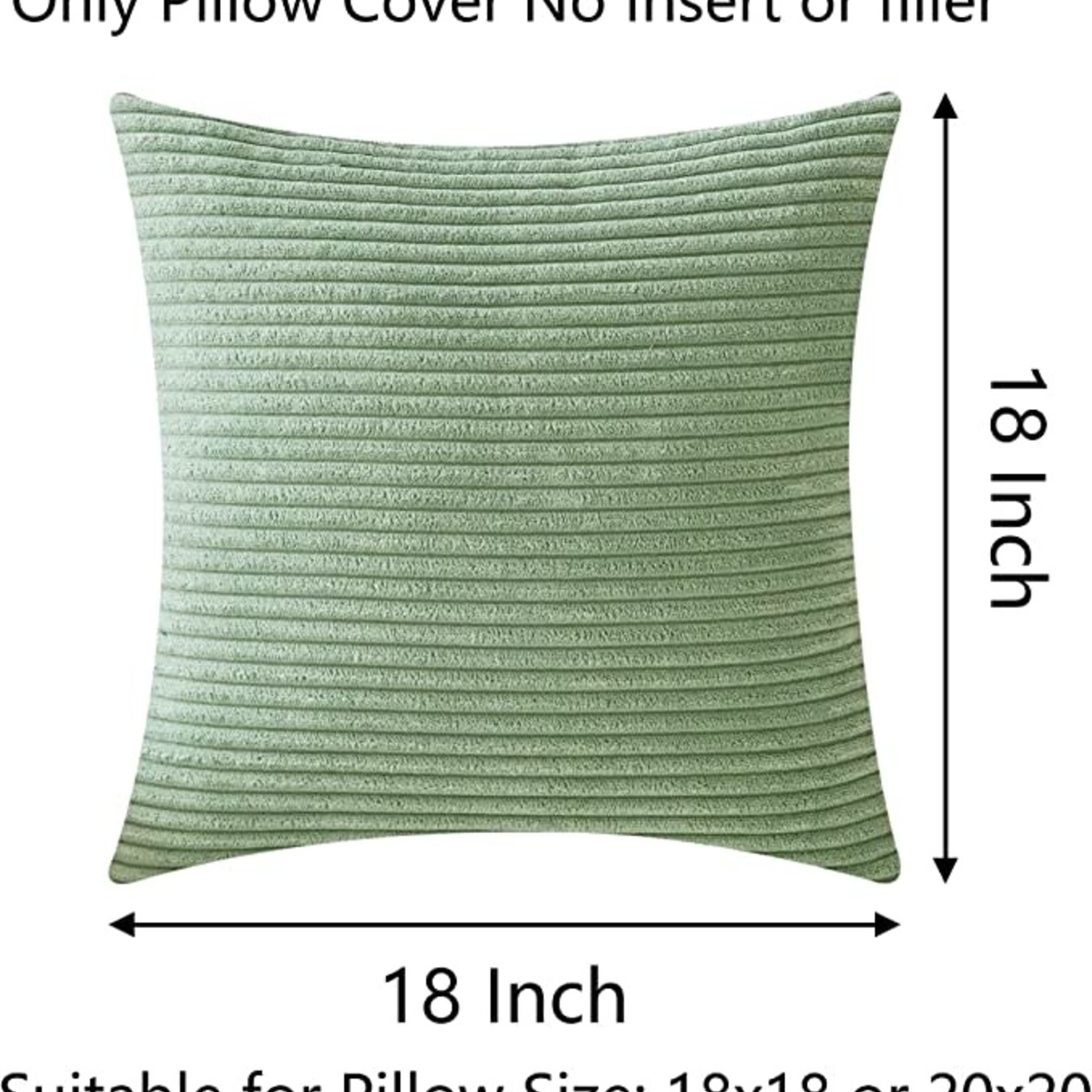 Demetex Throw Pillow Covers- Solid Striped - Green 18x18