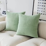 Demetex Throw Pillow Covers- Solid Striped - Green 18x18