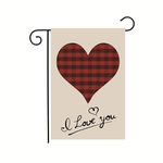 Valentine's Garden Flag- 12"x18" - Buffalo Plaid Heart