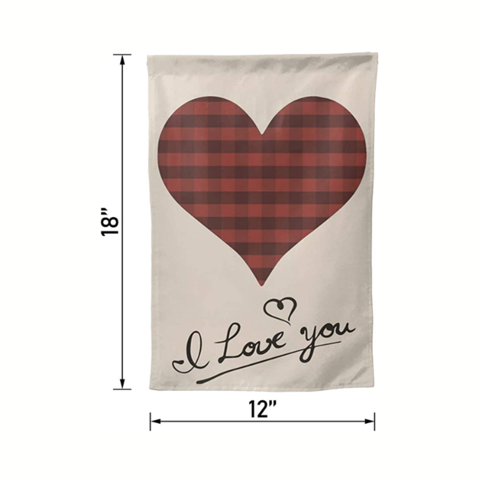 Valentine's Garden Flag- 12"x18" - Buffalo Plaid Heart