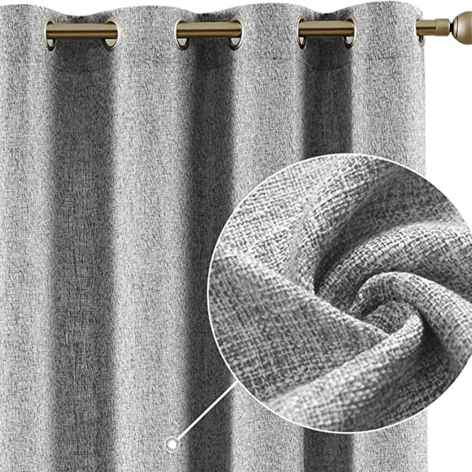 Jin Chan Curtain Panels- Set Of 2- Heathered Gray