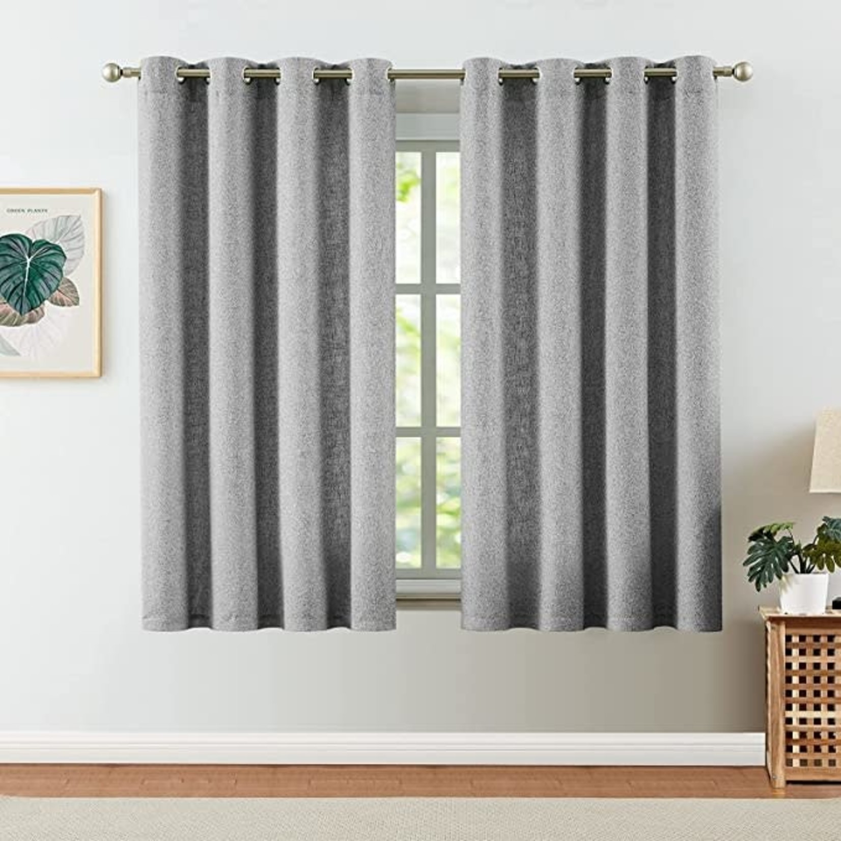 Jin Chan Curtain Panels- Set Of 2- Heathered Gray