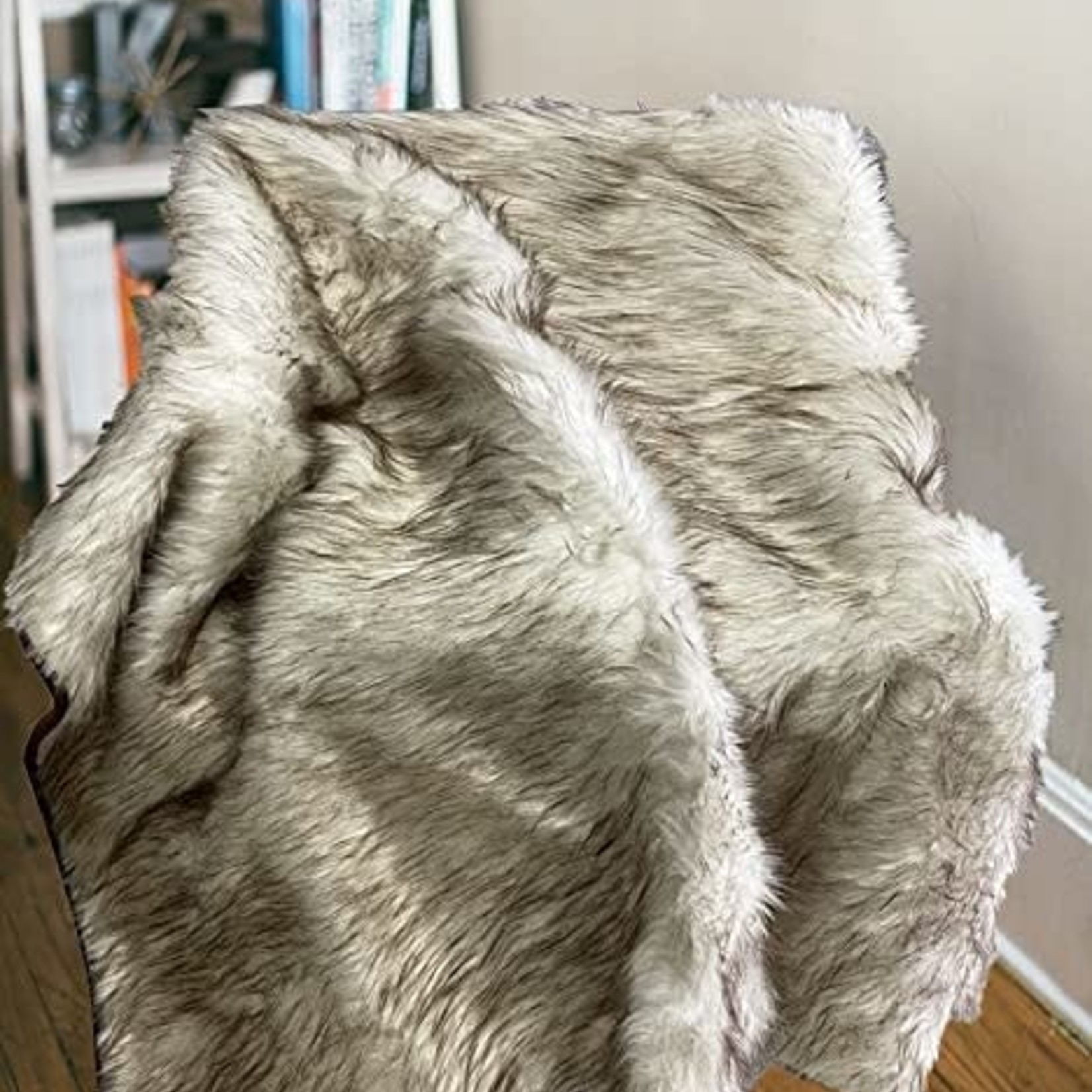 Faux Fur Dog Blanket - 60 x 50 - Ivory/Chocolate - Top Notch DFW, LLC