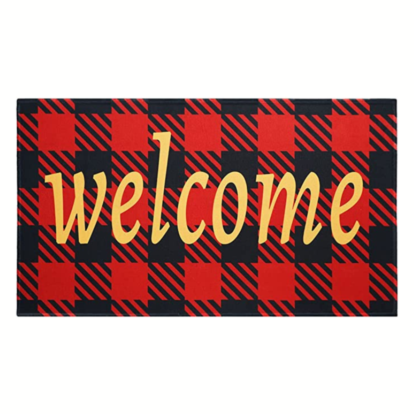Welcome Doormat- Buffalo Plaid