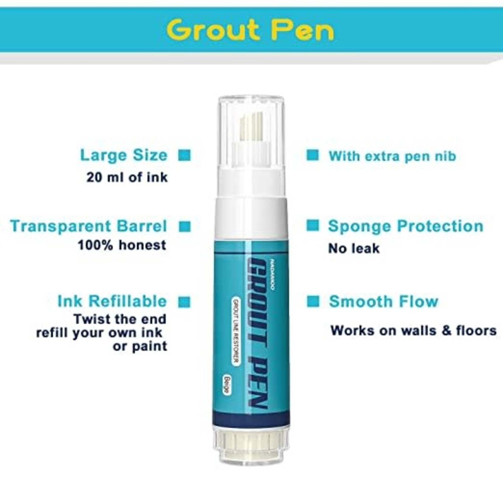 Tile Grout Paint Pen Kit- 5 Pcs- Beige