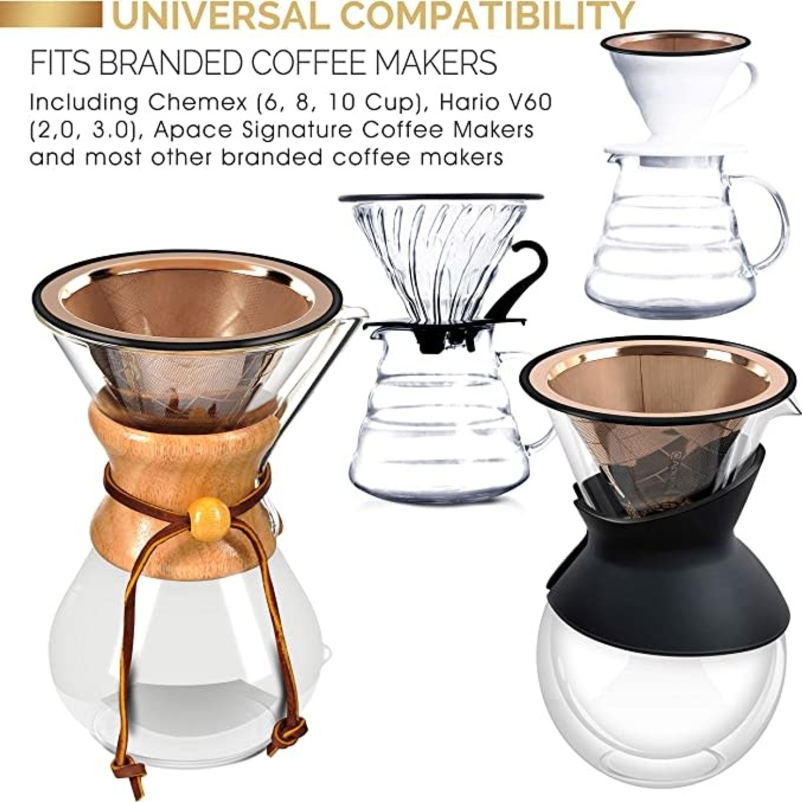 Paperless Coffee Filter- Stainless Steel- Titanium Copper