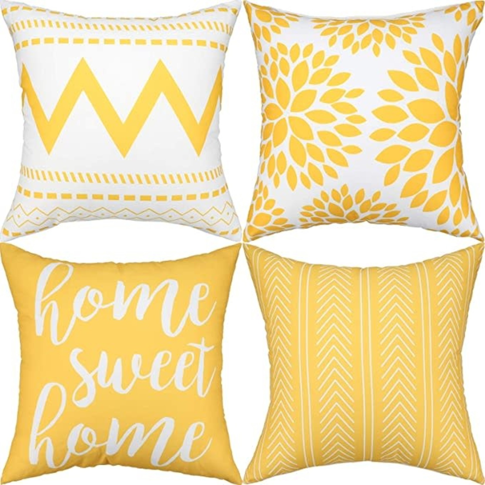 Throw Pillow Covers 18 x 18 Set of 4 - Yellow