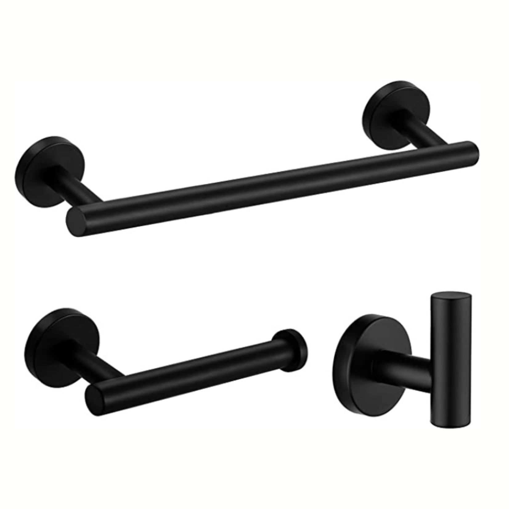 Bathroom Hardware Set 3 Pc Set - Matte Black