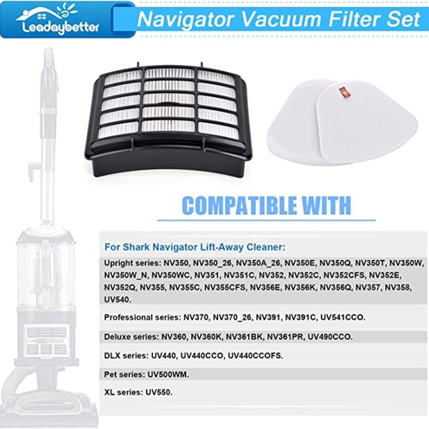 Leadaybetter Replacement Filter- Shark Navigator Lift-Away