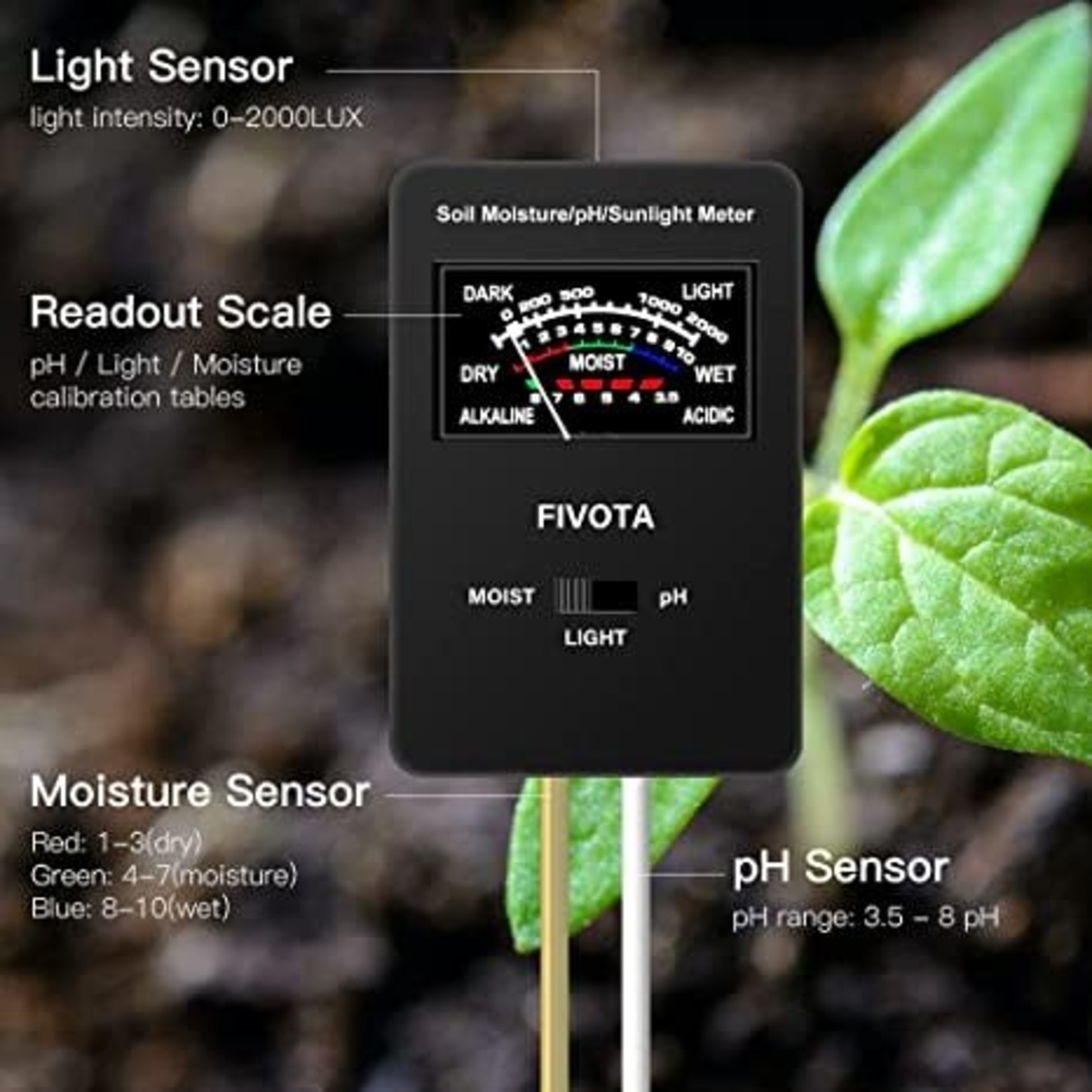 Fivota Soil pH Meter