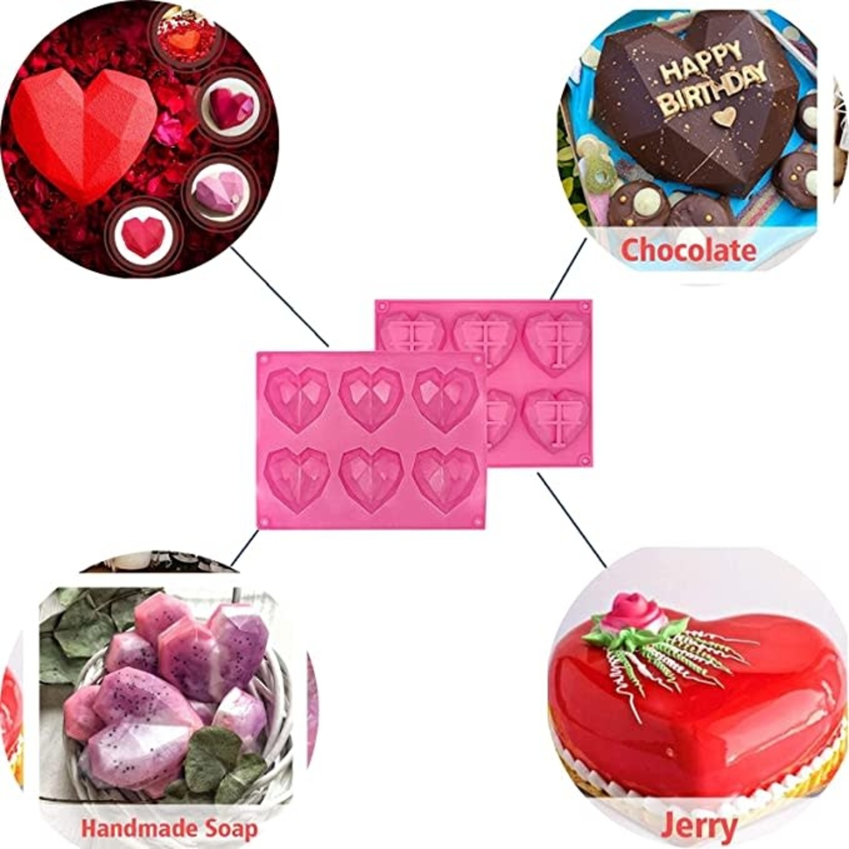 Heart Shaped Silicone Mold, 6 Compartments