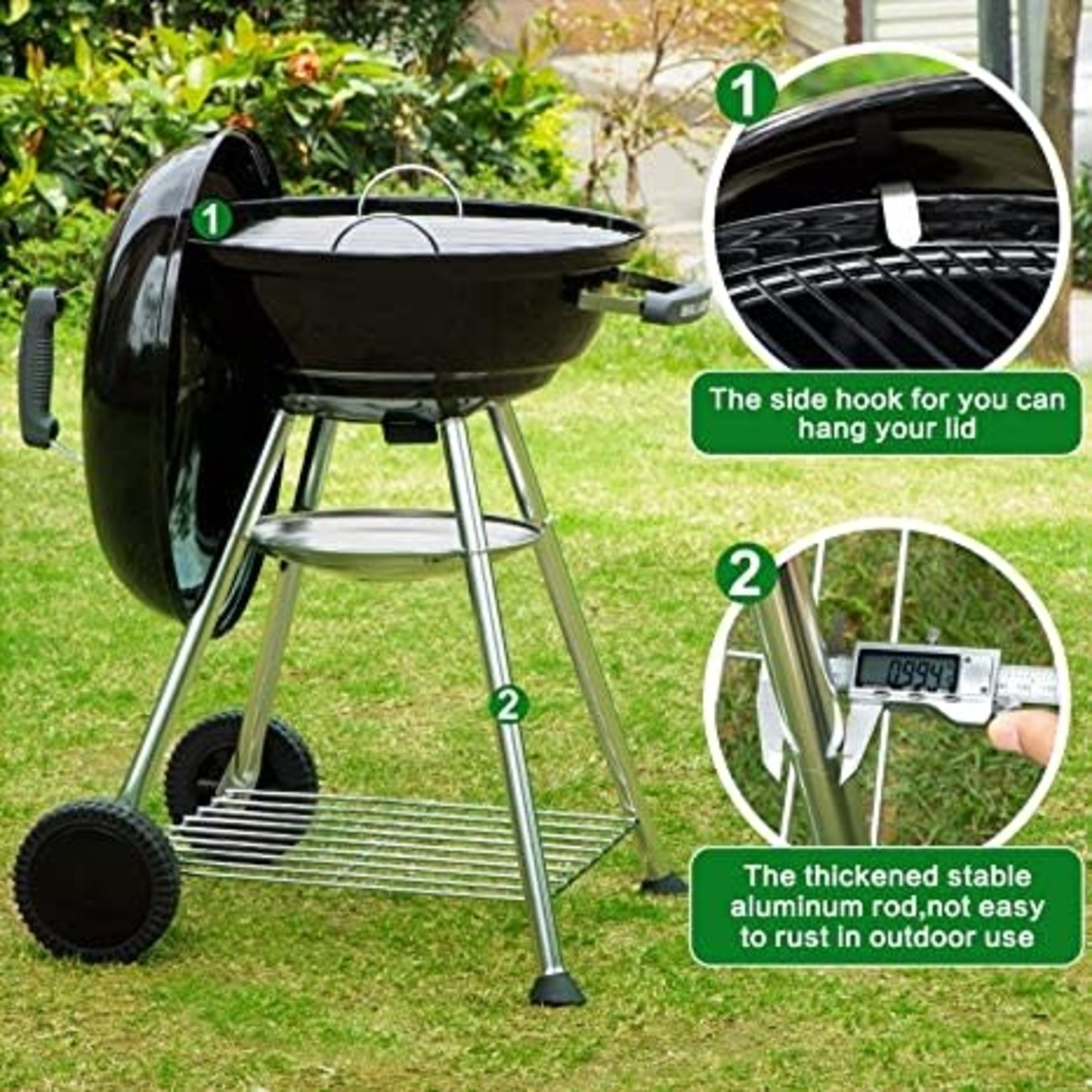 Beau Jardin Premium 18 Inch Charcoal Grill