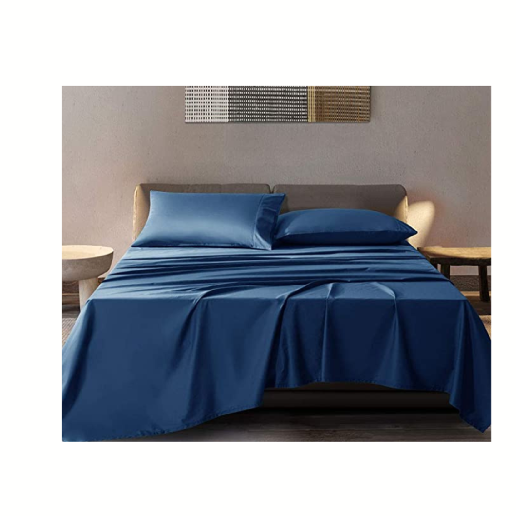 Sonoro Kate 600 Thread Count 4Pc Set - 100% Egyptian Cotton - Queen - Navy Blue