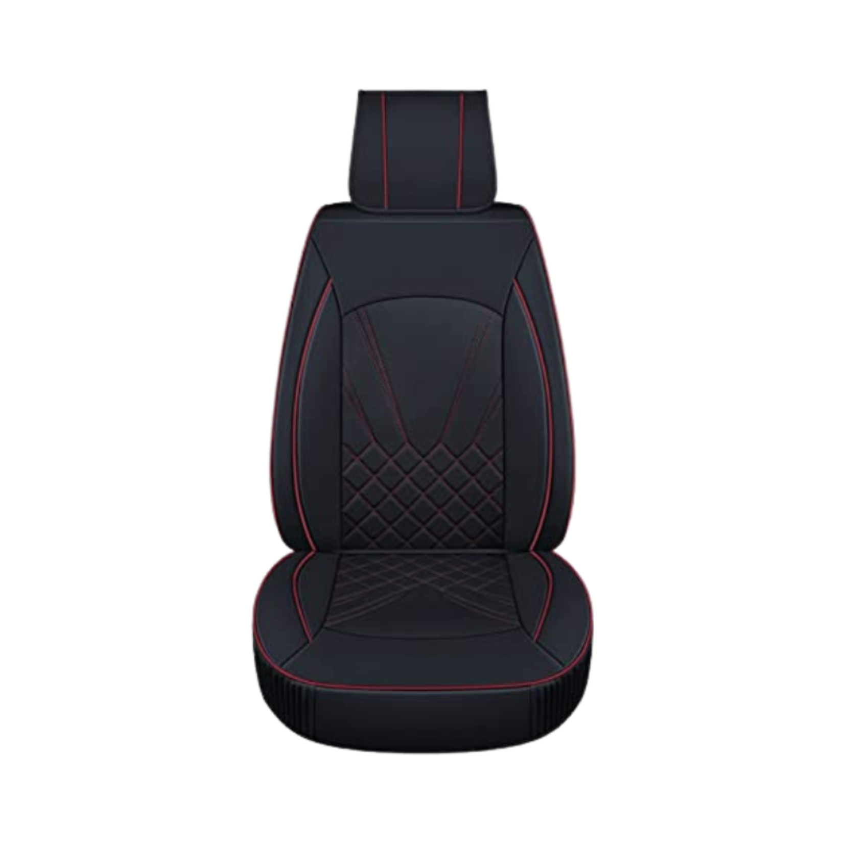 Baoll Automotive Front Seat Covers- Black Red Trim- Set Of 2