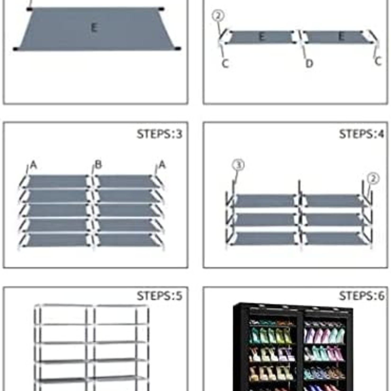 Stackable Shoe Storage Box- Black- Set Of 12 - Top Notch DFW, LLC