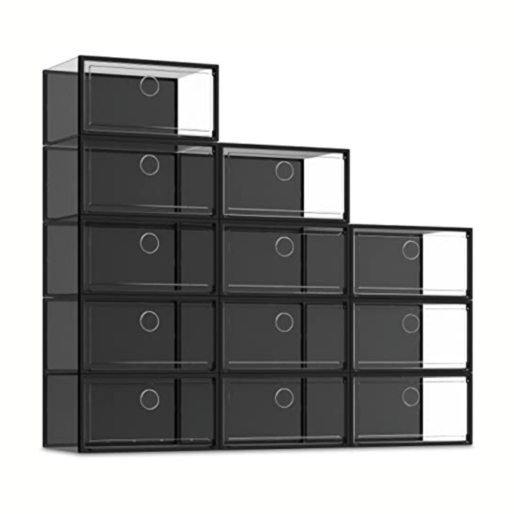 See Spring Stackable Shoe Storage Box- Black- Set Of 12