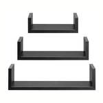 Amada U-Shaped Floating Shelves 3Pc Set - Black