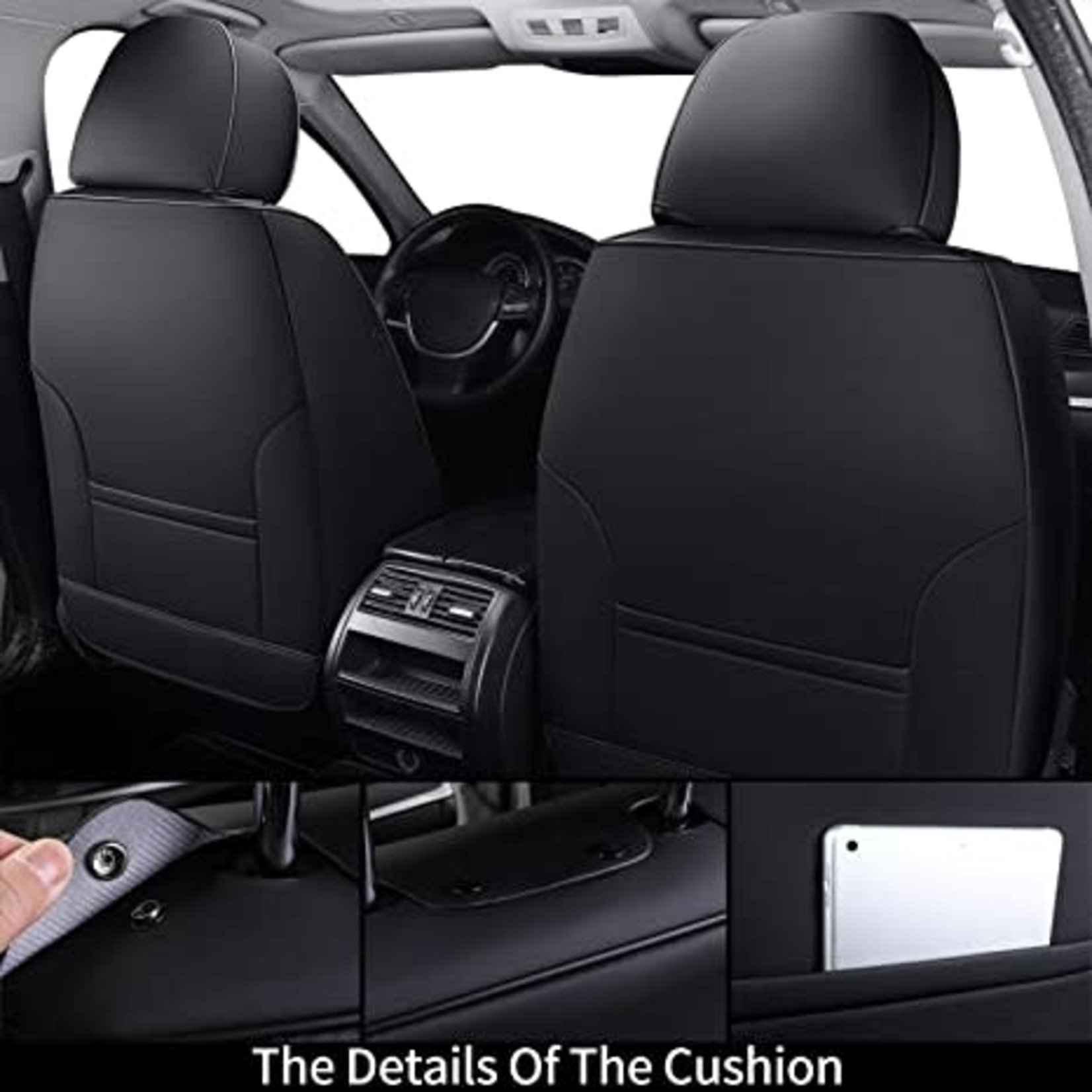Coverado Leather Car Seat Protectors- Full Set- Black